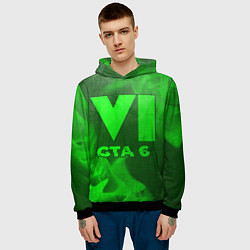 Толстовка-худи мужская GTA 6 - green gradient, цвет: 3D-черный — фото 2