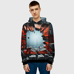 Толстовка-худи мужская Разбитые плиты из стекла, цвет: 3D-черный — фото 2