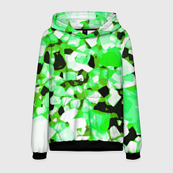 Мужская толстовка Green and white abstraction on a black background