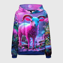 Толстовка-худи мужская Козлик в розовом, цвет: 3D-синий