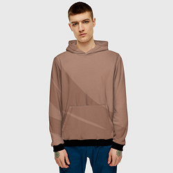 Толстовка-худи мужская Мокко Мусс однотонный с полосой, цвет: 3D-черный — фото 2