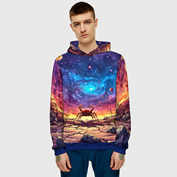 Толстовка-худи мужская Краб смотрит в космос, цвет: 3D-синий — фото 2