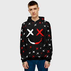 Толстовка-худи мужская Smile face, цвет: 3D-черный — фото 2