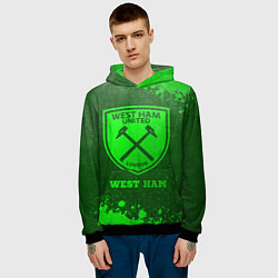 Толстовка-худи мужская West Ham - green gradient, цвет: 3D-черный — фото 2