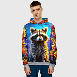 Толстовка-худи мужская Енот в звездную ночь, цвет: 3D-меланж — фото 2