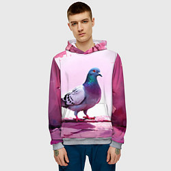 Толстовка-худи мужская Голубь в розовом, цвет: 3D-меланж — фото 2