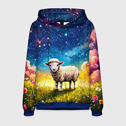 Толстовка-худи мужская Овечка и звездное небо, цвет: 3D-синий