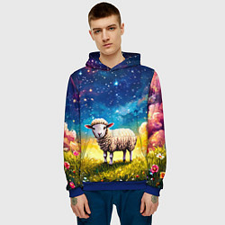 Толстовка-худи мужская Овечка и звездное небо, цвет: 3D-синий — фото 2