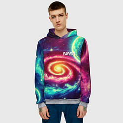 Толстовка-худи мужская Spiral galaxy - neon glow, цвет: 3D-меланж — фото 2