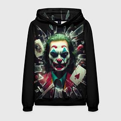 Толстовка-худи мужская Джокер - разбитое стекло, цвет: 3D-черный