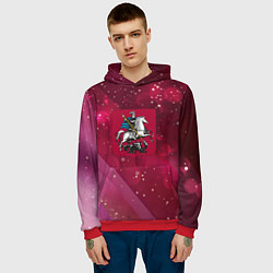 Толстовка-худи мужская Герб Москвы на розовом фоне, цвет: 3D-красный — фото 2