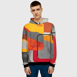 Толстовка-худи мужская Абстракция с желтым и оранжевым, цвет: 3D-черный — фото 2