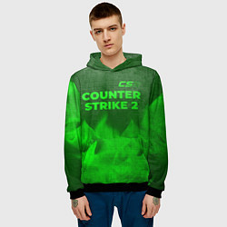 Толстовка-худи мужская Counter Strike 2 - green gradient посередине, цвет: 3D-черный — фото 2