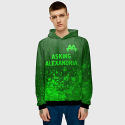 Толстовка-худи мужская Asking Alexandria - green gradient посередине, цвет: 3D-черный — фото 2