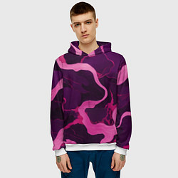 Толстовка-худи мужская Узоры фиолетового и розового цвета, цвет: 3D-белый — фото 2