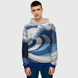 Толстовка-худи мужская Волна из нитей, цвет: 3D-синий — фото 2