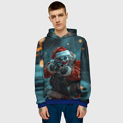 Толстовка-худи мужская Санта Джокер, цвет: 3D-синий — фото 2
