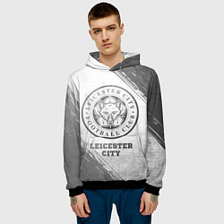 Толстовка-худи мужская Leicester City - white gradient, цвет: 3D-черный — фото 2