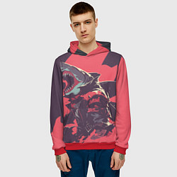 Толстовка-худи мужская Орущая акула, цвет: 3D-красный — фото 2