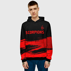 Толстовка-худи мужская Scorpions - red gradient посередине, цвет: 3D-черный — фото 2