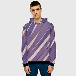 Толстовка-худи мужская Фиолетовый абстрактные полосы, цвет: 3D-черный — фото 2