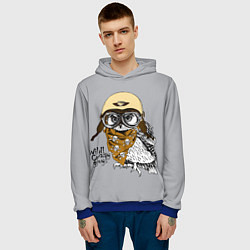 Толстовка-худи мужская Owl - wild crazy guy, цвет: 3D-синий — фото 2