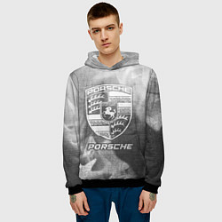 Толстовка-худи мужская Porsche - grey gradient, цвет: 3D-черный — фото 2