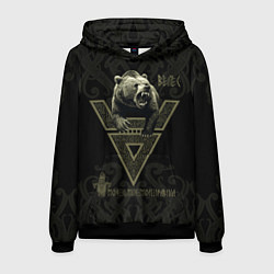 Толстовка-худи мужская Моя земля мои правила: медведь, цвет: 3D-черный
