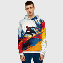 Толстовка-худи мужская Человек - паук и пролитая краска, цвет: 3D-белый — фото 2