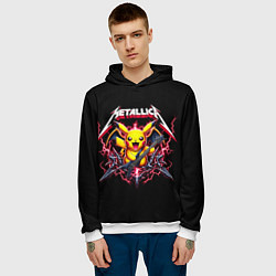 Толстовка-худи мужская Metallica - cool Pikachu, цвет: 3D-белый — фото 2