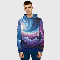 Толстовка-худи мужская Космическая волна, цвет: 3D-синий — фото 2