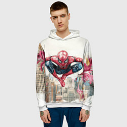 Толстовка-худи мужская Человек паук паркур, цвет: 3D-белый — фото 2