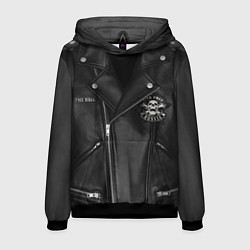 Толстовка-худи мужская Косуха байкерская с нашивками, цвет: 3D-черный