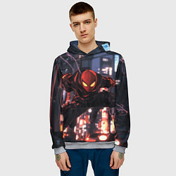 Толстовка-худи мужская Человек паук в черном, цвет: 3D-меланж — фото 2