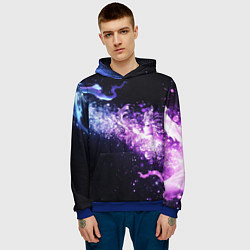 Толстовка-худи мужская Фиолетово-синяя абстрактная волна, цвет: 3D-синий — фото 2