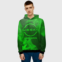 Толстовка-худи мужская Nissan - green gradient, цвет: 3D-черный — фото 2