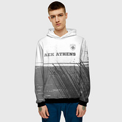 Толстовка-худи мужская AEK Athens - white gradient посередине, цвет: 3D-черный — фото 2