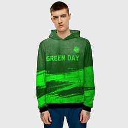 Толстовка-худи мужская Green Day - green gradient посередине, цвет: 3D-черный — фото 2