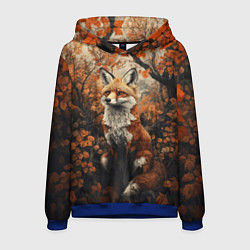 Толстовка-худи мужская Лис в лесной чаще, цвет: 3D-синий