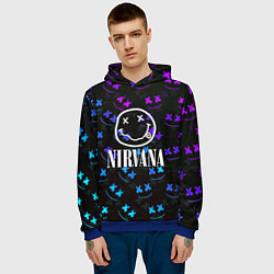 Толстовка-худи мужская Nirvana x marshmello neon, цвет: 3D-синий — фото 2