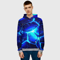 Толстовка-худи мужская Синие плиты лед, цвет: 3D-меланж — фото 2
