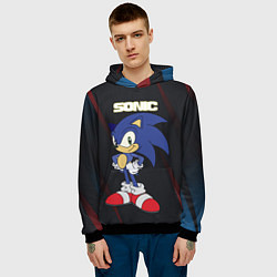 Толстовка-худи мужская Sonic, цвет: 3D-черный — фото 2