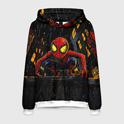 Толстовка-худи мужская Маленький человек-паук с желтыми глазами, цвет: 3D-белый