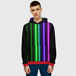 Толстовка-худи мужская Neon lines, цвет: 3D-красный — фото 2