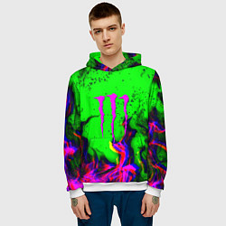 Толстовка-худи мужская Monster Energy flame, цвет: 3D-белый — фото 2