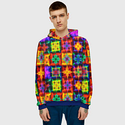 Толстовка-худи мужская Неоновое стекло абстракция, цвет: 3D-синий — фото 2