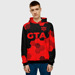 Толстовка-худи мужская GTA - red gradient посередине, цвет: 3D-черный — фото 2