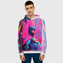 Толстовка-худи мужская Бэтмен в розовом стиле, цвет: 3D-белый — фото 2