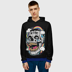 Толстовка-худи мужская Skull and rainbow - im fine, цвет: 3D-синий — фото 2