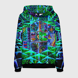 Толстовка-худи мужская Психоделика узор кислотный, цвет: 3D-черный